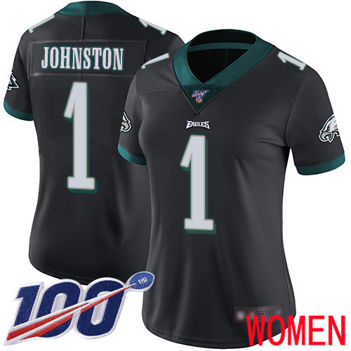 Women Philadelphia Eagles 1 Cameron Johnston Black Alternate Vapor Untouchable NFL Jersey Limited 100th
